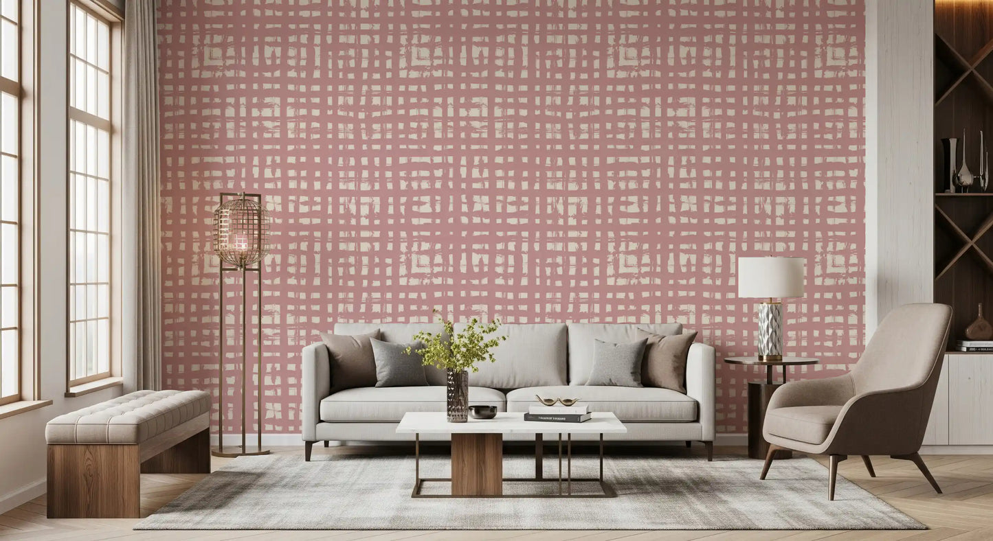Papier peint texturé Blush Grid peint à la main