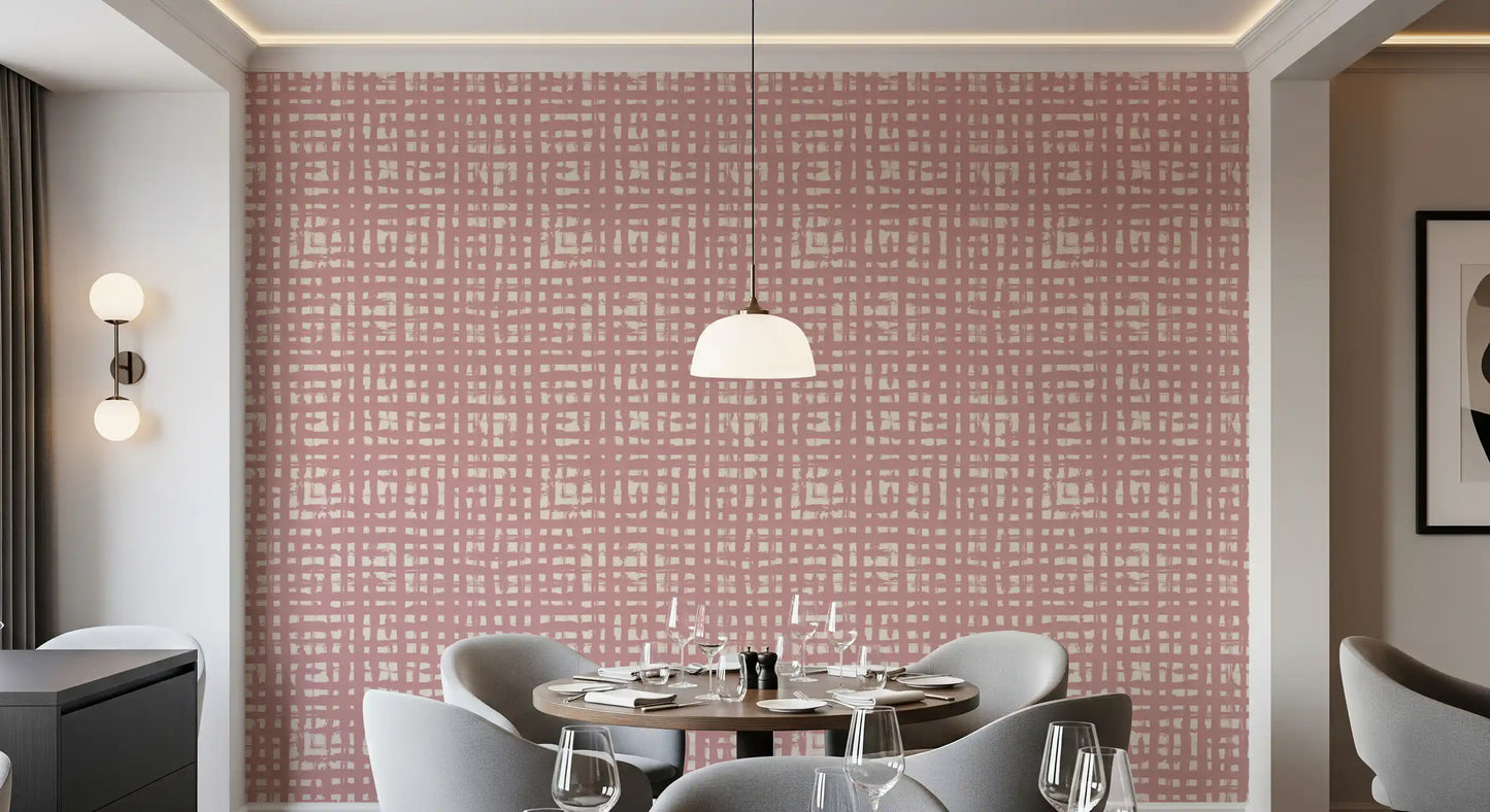 Papier peint texturé Blush Grid peint à la main