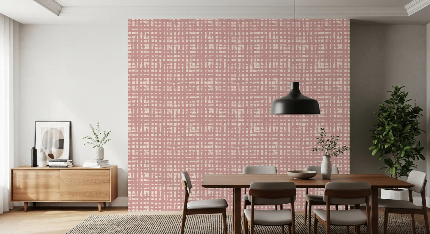 Papier peint texturé Blush Grid peint à la main