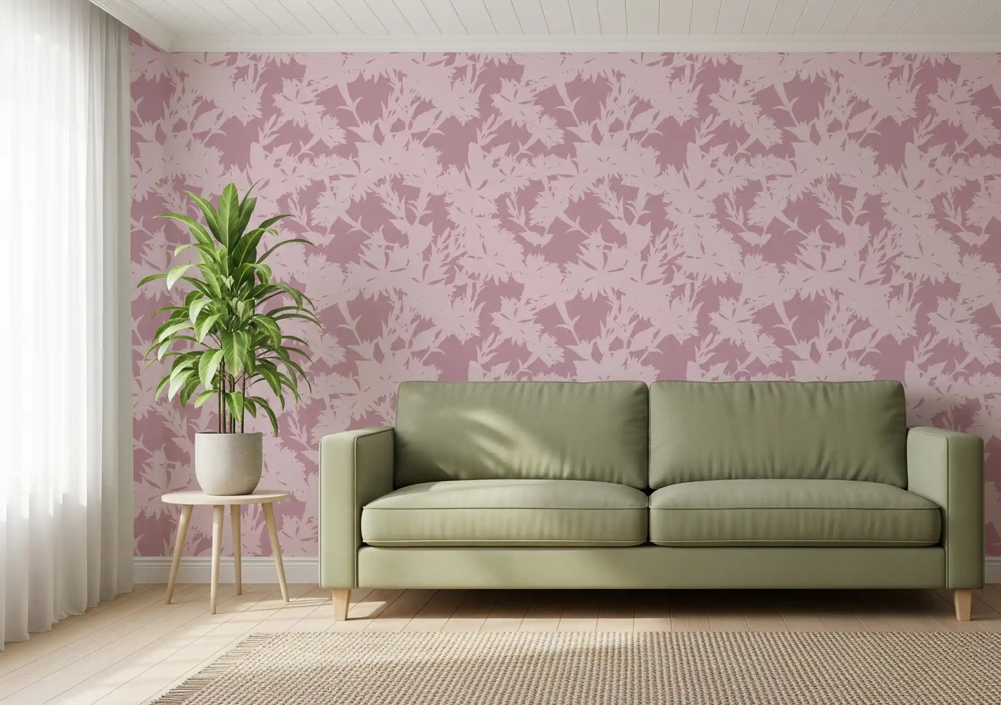 Tapetenmotiv „Botanische Silhouette in Blush“