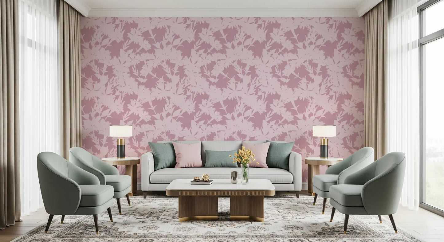 Tapetenmotiv „Botanische Silhouette in Blush“