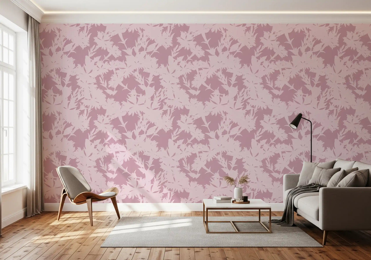 Tapetenmotiv „Botanische Silhouette in Blush“