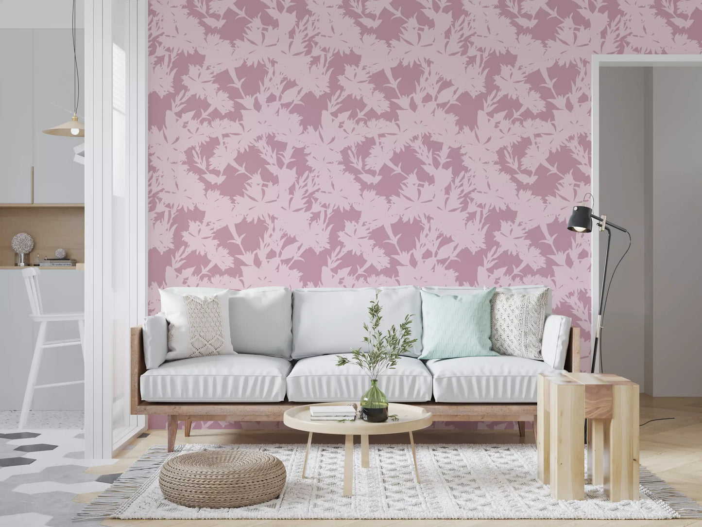 Tapetenmotiv „Botanische Silhouette in Blush“