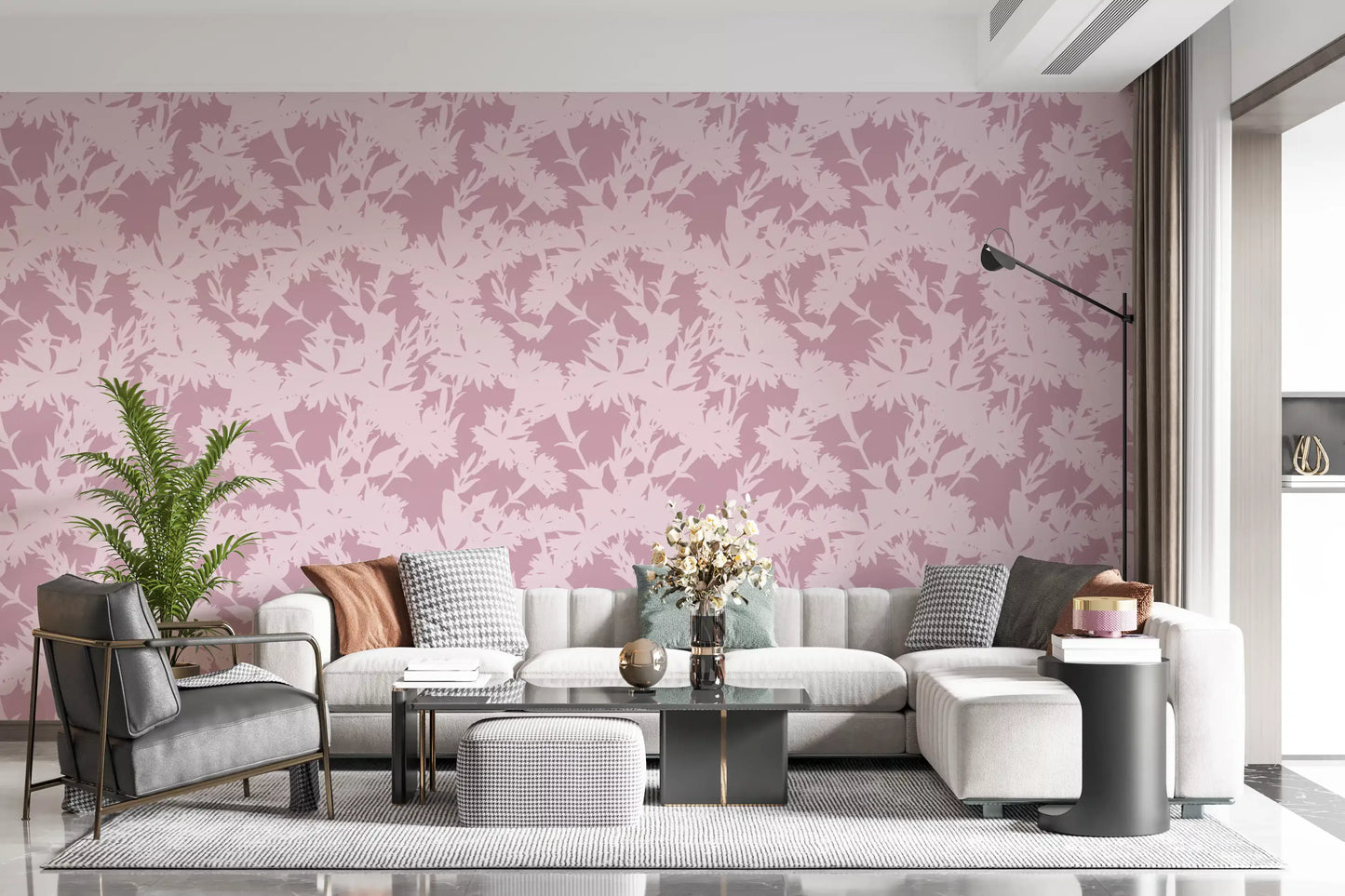 Tapetenmotiv „Botanische Silhouette in Blush“