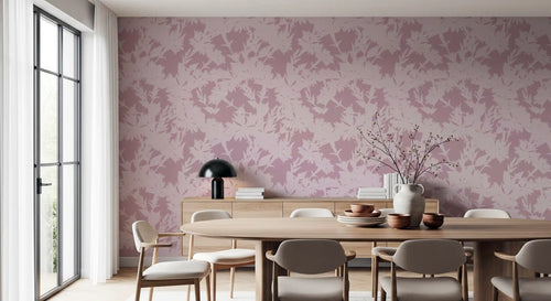 Tapet med botanisk silhuet i blushfarve