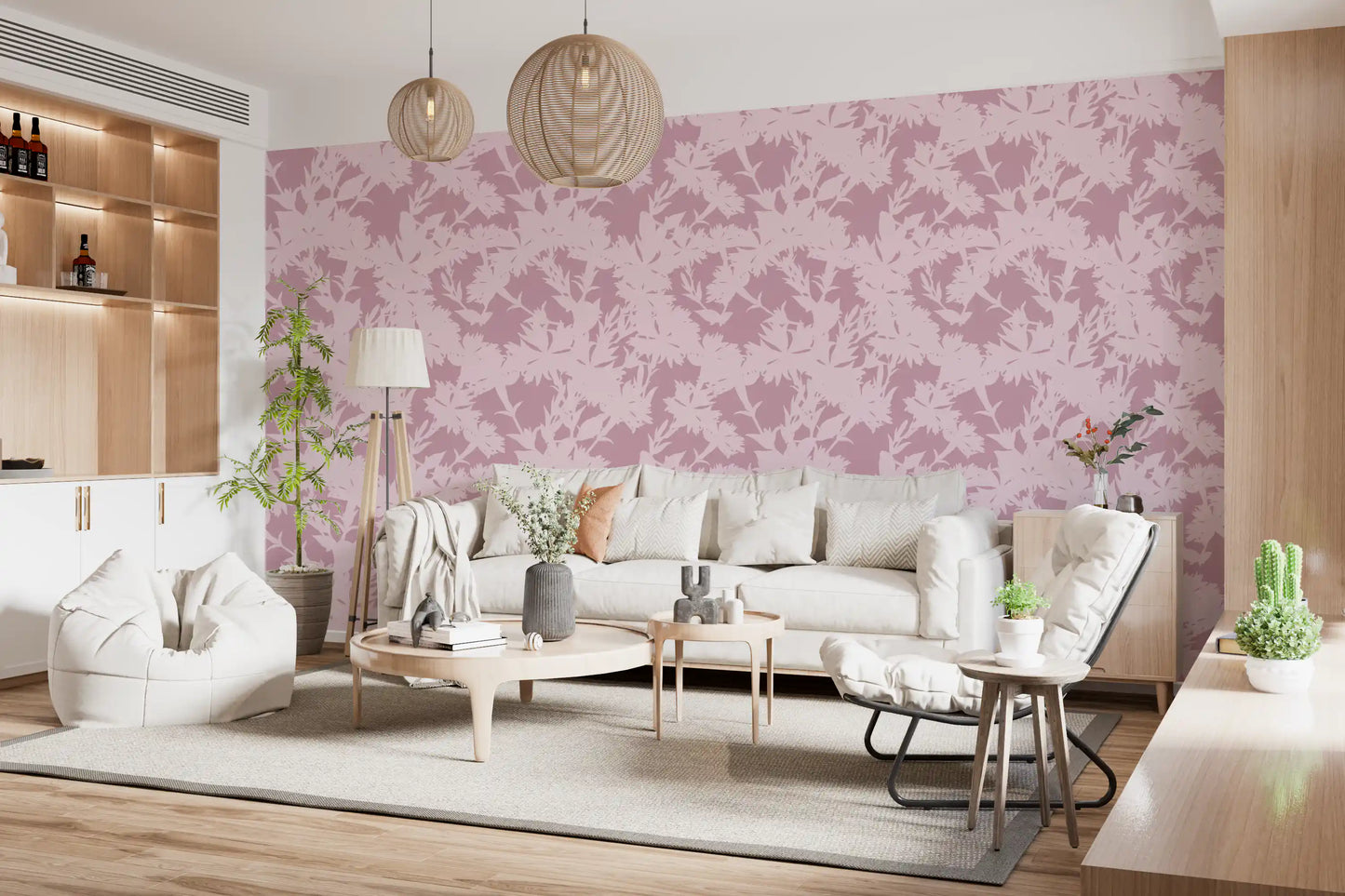 Tapetenmotiv „Botanische Silhouette in Blush“