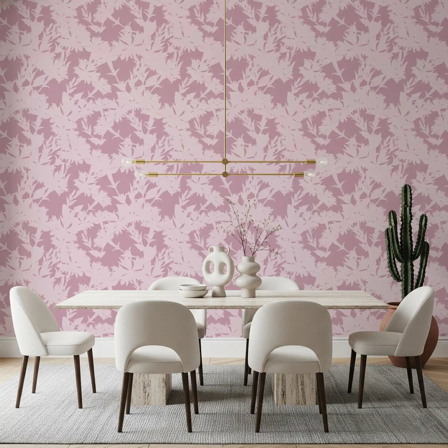 Tapetenmotiv „Botanische Silhouette in Blush“