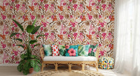 Bohemian botanisch flora-behang met schilderachtige motieven