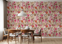 Bohemian botanisch flora-behang met schilderachtige motieven