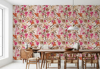 Bohemian botanisch flora-behang met schilderachtige motieven