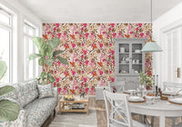 Bohemian botanisch flora-behang met schilderachtige motieven