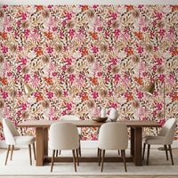 Bohemian botanisch flora-behang met schilderachtige motieven