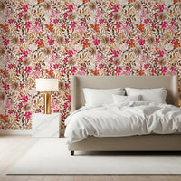 Bohemian botanisch flora-behang met schilderachtige motieven