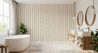 Botanische Tapete mit goldenen Blattstreifen