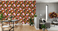 Vivid Hand-Painted Garden Wallpaper⁠