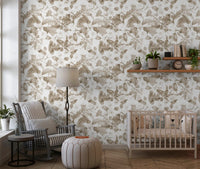 Vintage Botanical Sepia Bloom Wallpaper⁠
