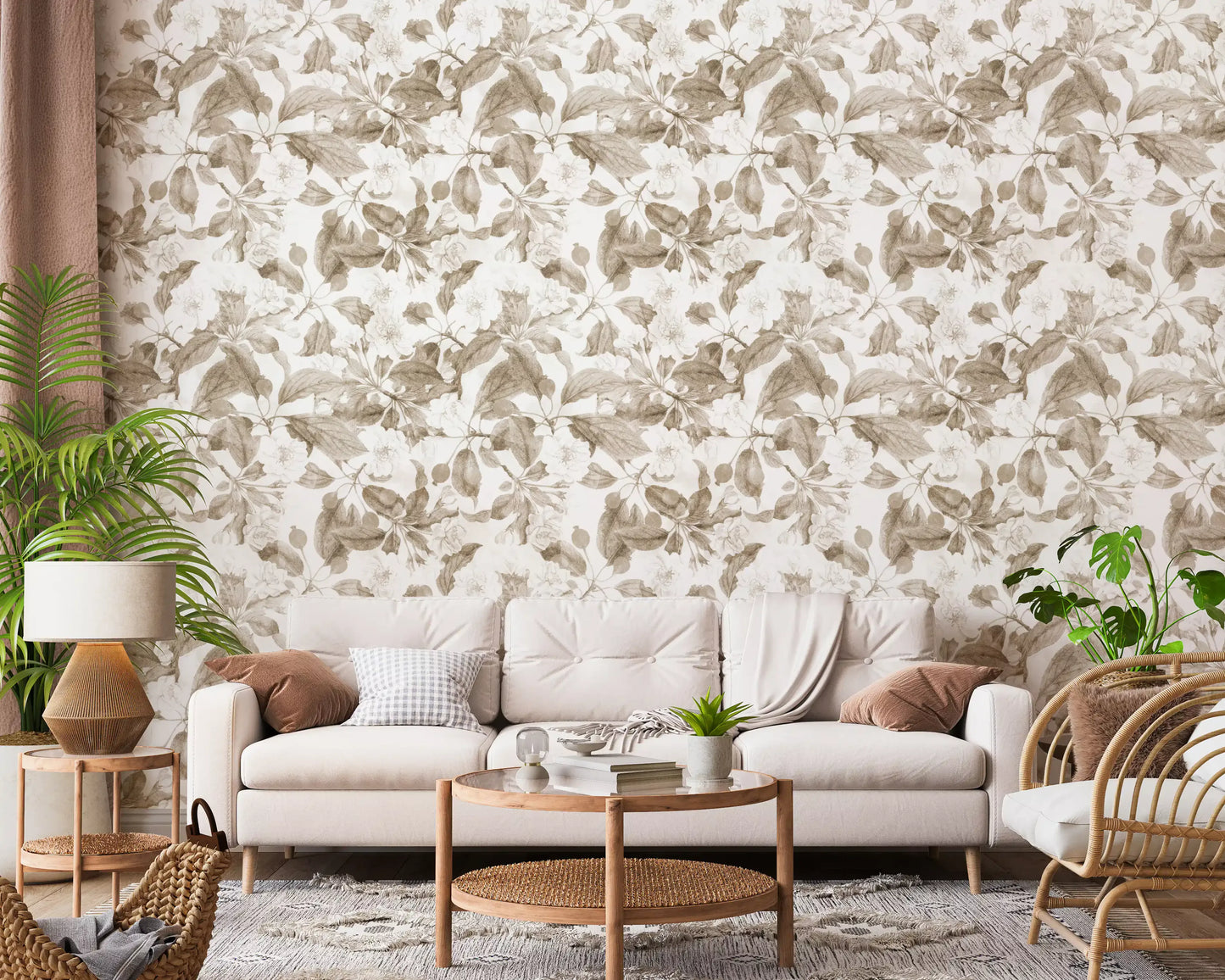 Vintage Botanical Sepia Bloom Wallpaper⁠