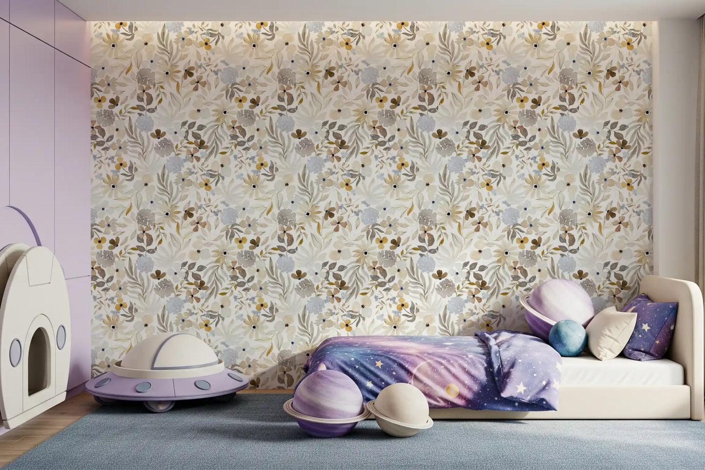 Soft Watercolor Meadow Botanical Wallpaper⁠