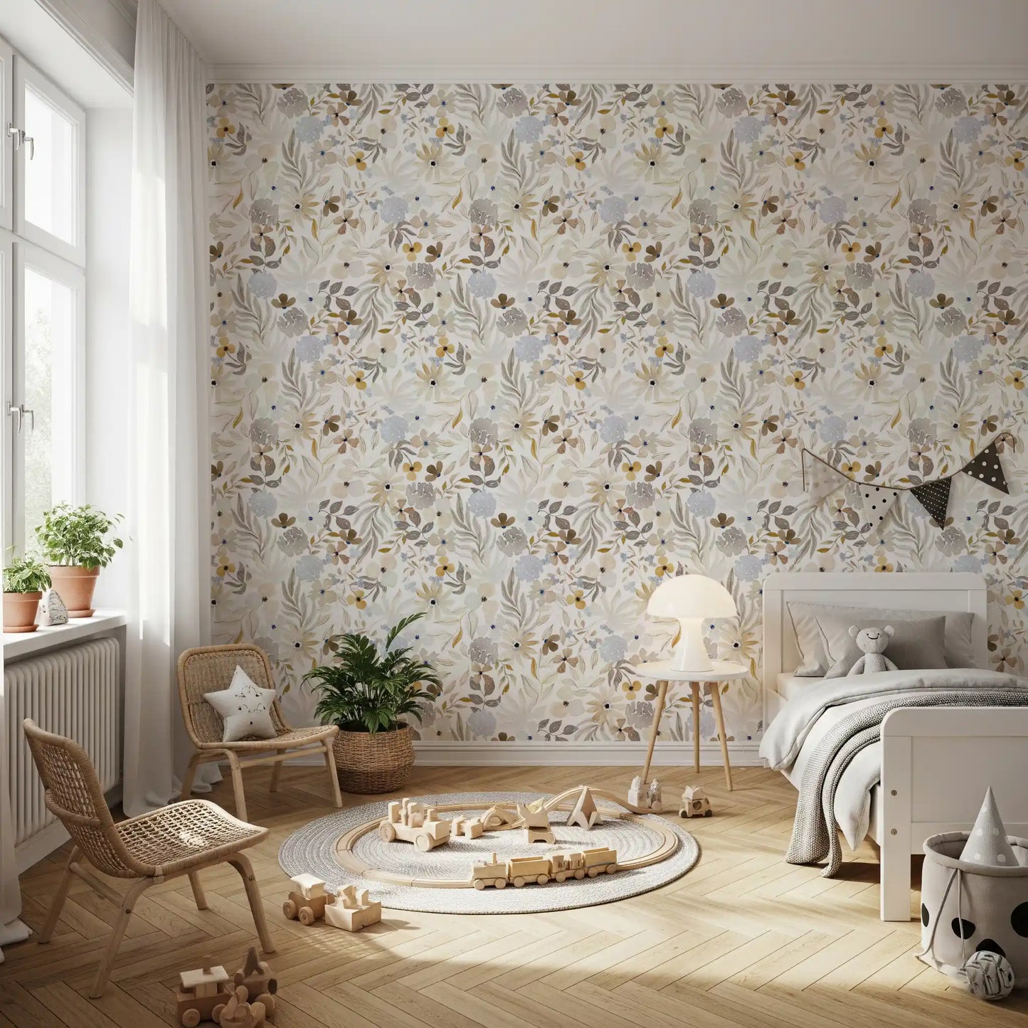 Soft Watercolor Meadow Botanical Wallpaper⁠