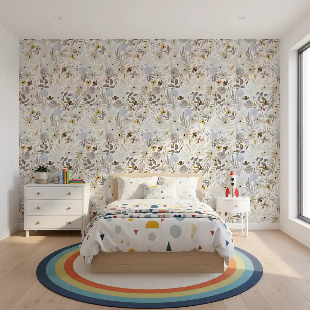 Soft Watercolor Meadow Botanical Wallpaper⁠