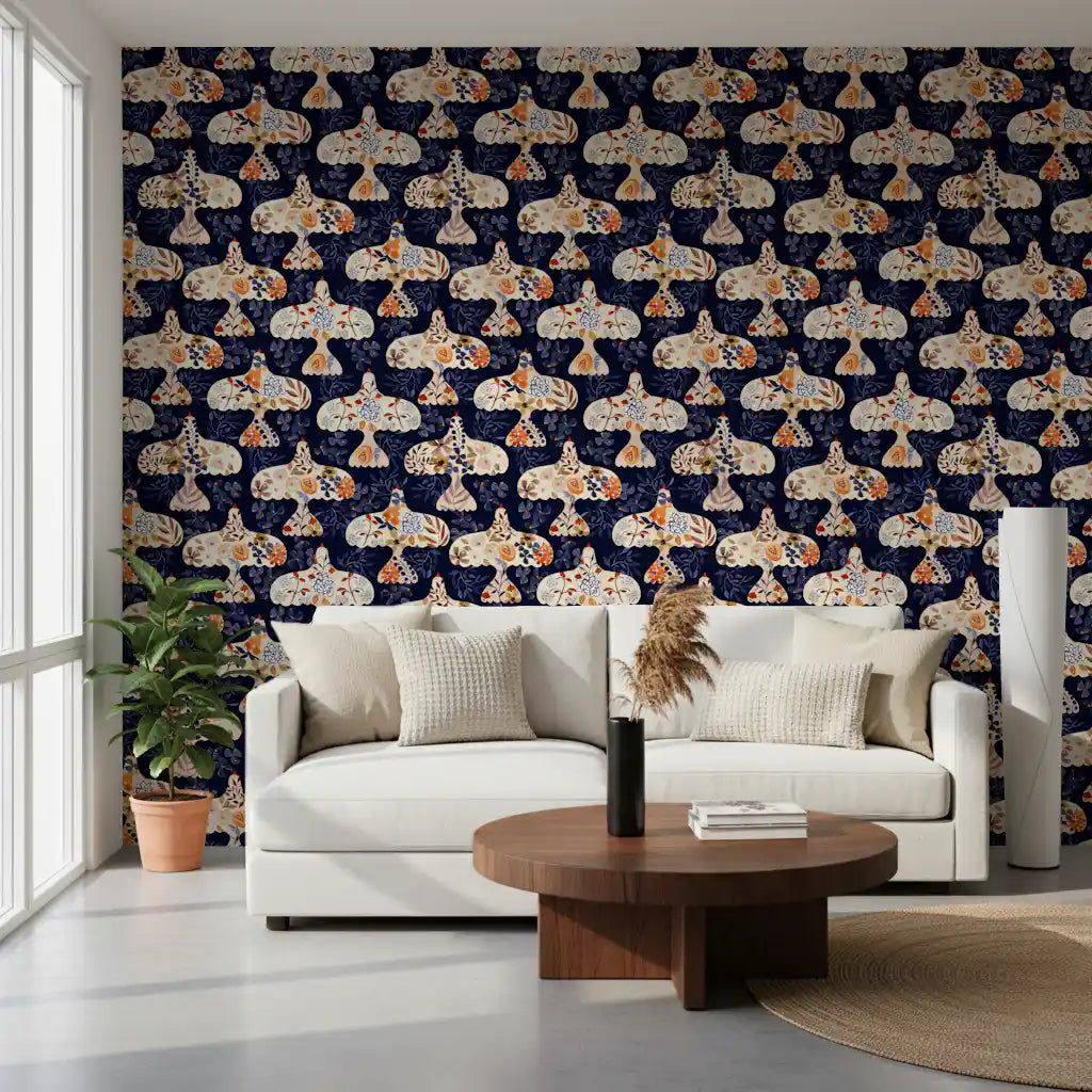 Enchanted Bird Garden Motif Wallpaper⁠
