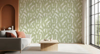 Papier peint minimaliste à motif de feuilles de sauge