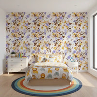 Papel tapiz con ramilletes florales de pradera en acuarela