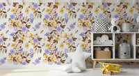 Papel tapiz con ramilletes florales de pradera en acuarela