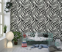 Fluid Zebra Stripe Pattern Wallpaper⁠