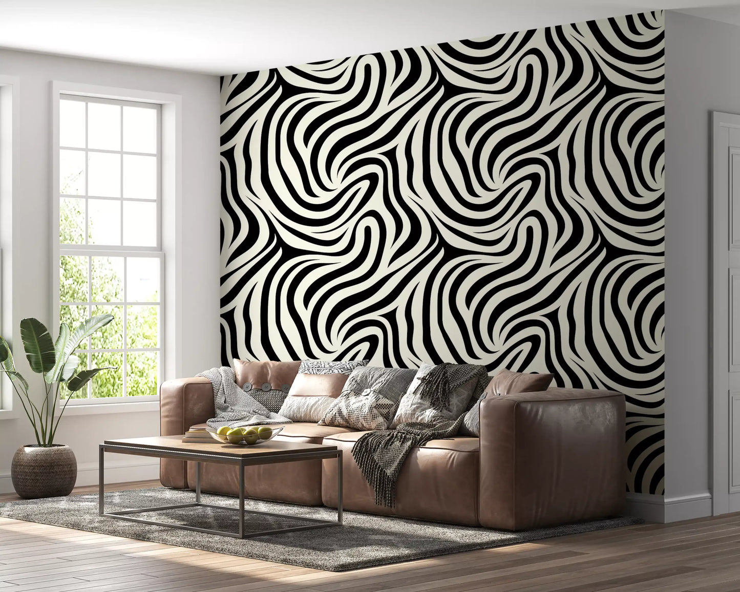 Fluid Zebra Stripe Pattern Wallpaper⁠