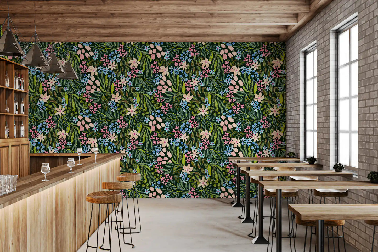 Tapet med blomster fra en fortryllet have