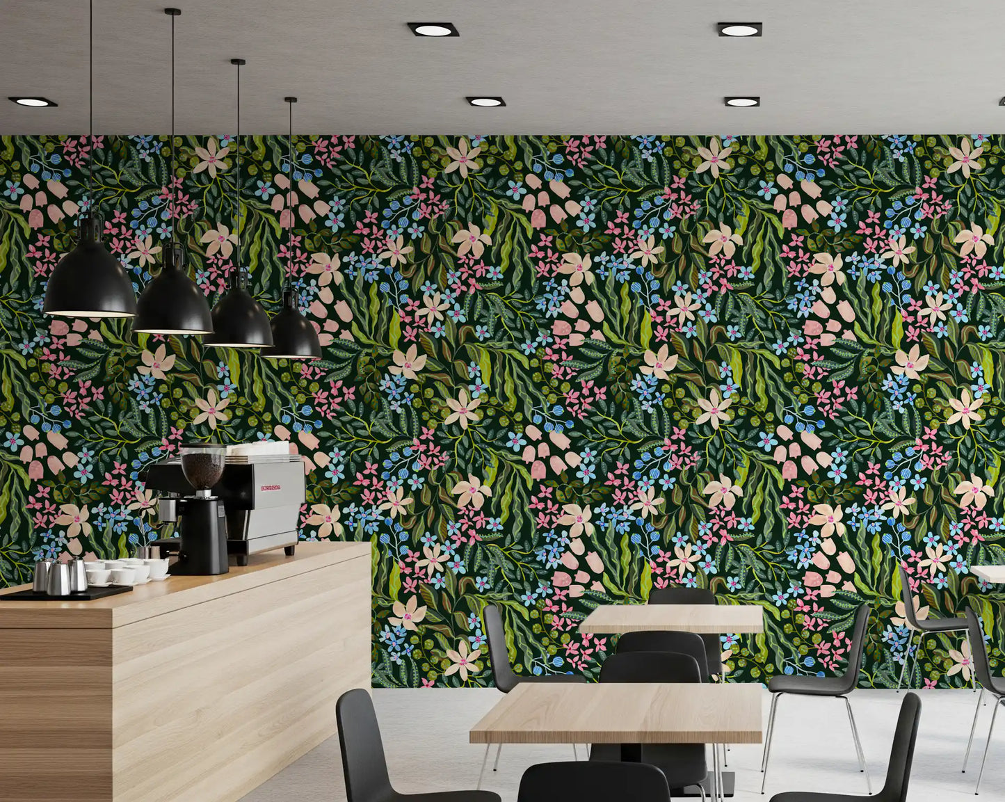 Tapet med blomster fra en fortryllet have