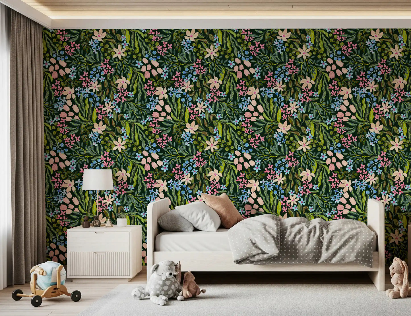 Tapet med blomster fra en fortryllet have