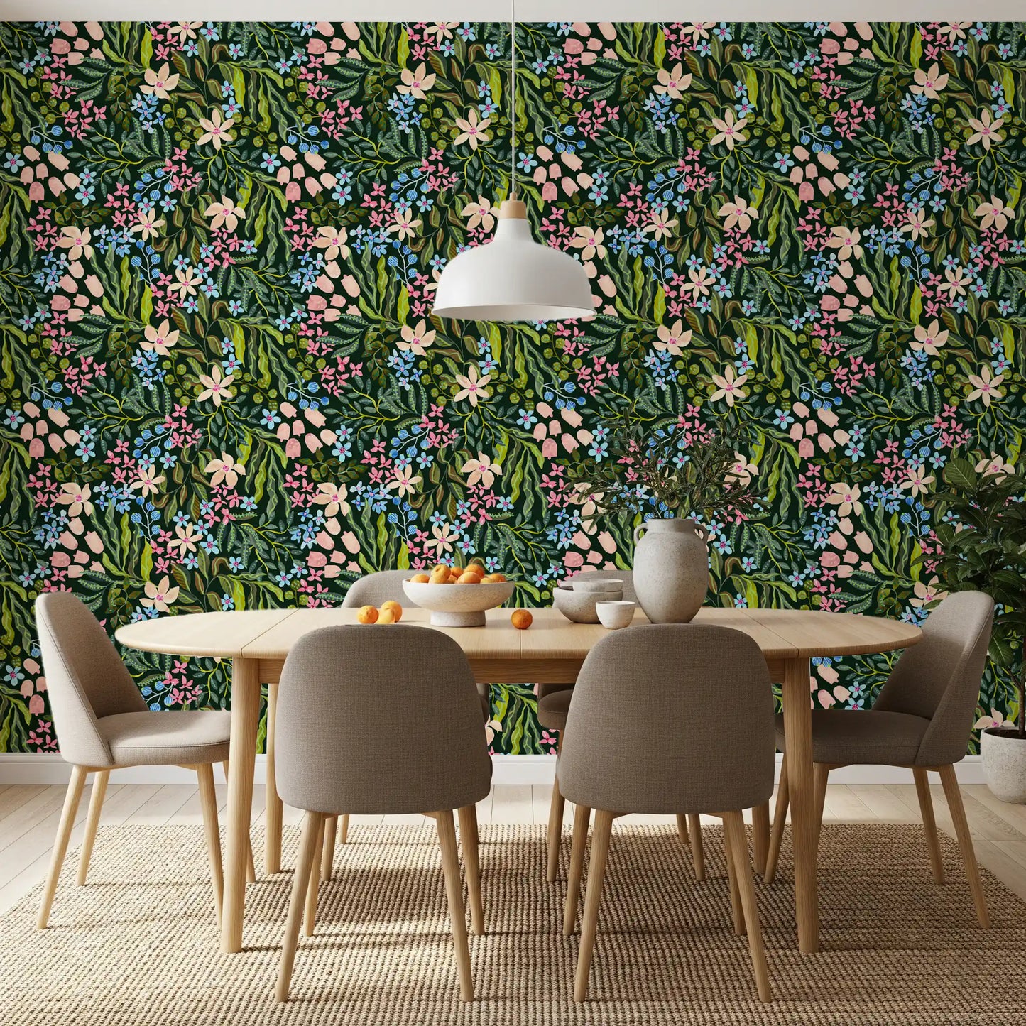 Tapet med blomster fra en fortryllet have