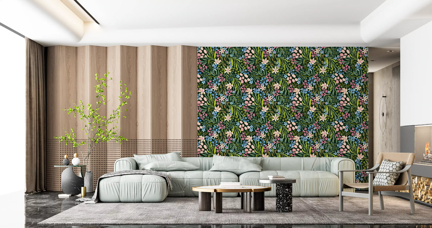 Tapet med blomster fra en fortryllet have