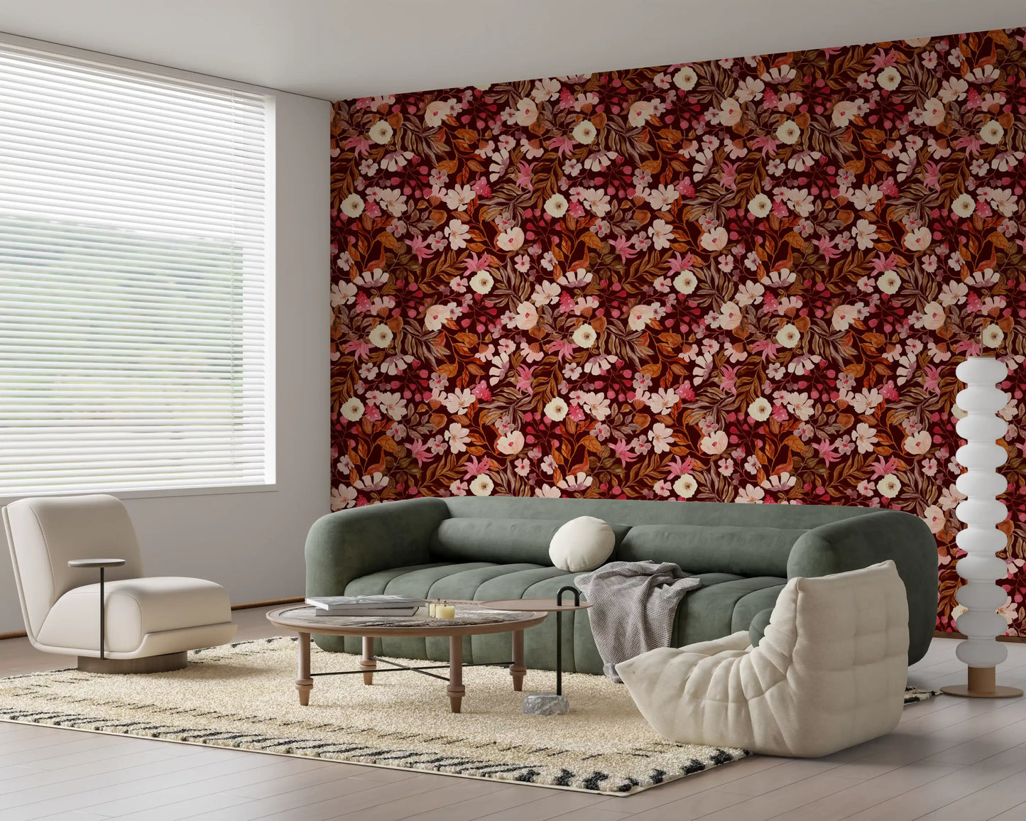 Tapet med akvarelblomster fra en efterårshave