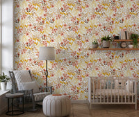 Papier peint à motif floral rustique et naturel