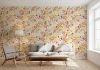Papier peint à motif floral rustique et naturel