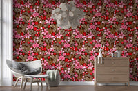 Rustic Crimson Petal Garden Wallpaper⁠