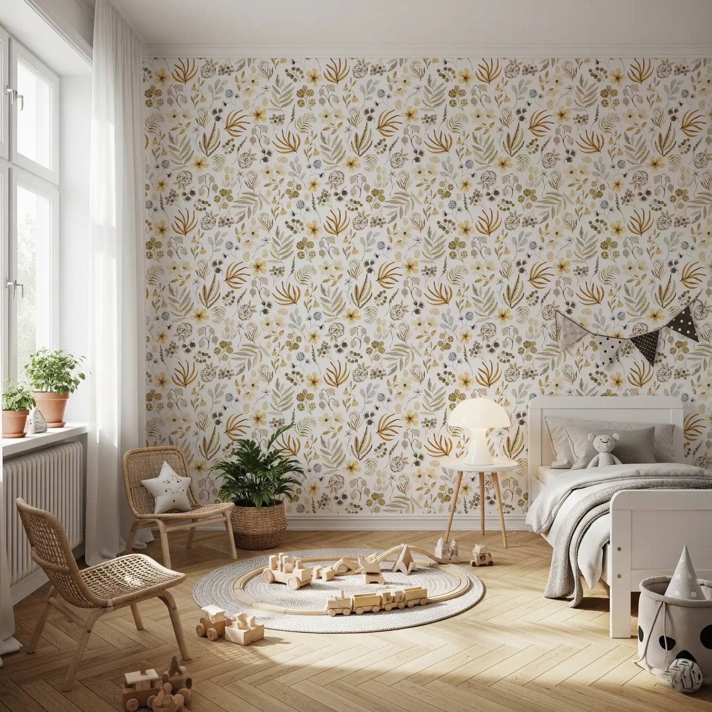 Rustikt jordnært blomsterengstapet
