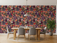 Tapet med illustration af bærplantage i skumringen
