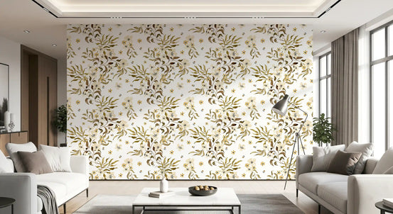Rustikt, jordnært tapet med botaniske ranker