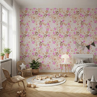 Tapet med bløde akvarelblomster fra haven
