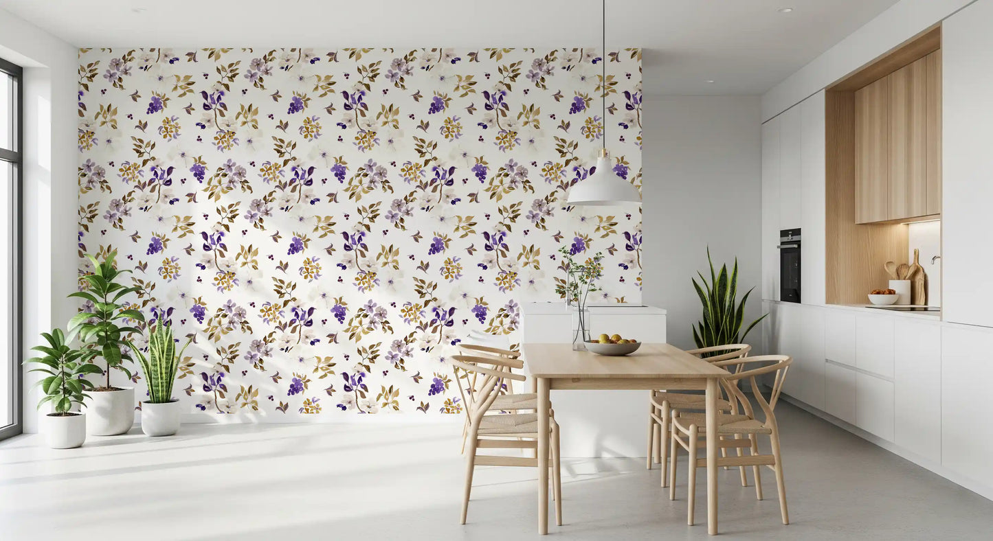 Violet and Gold Botanical Trails Wallpaper⁠