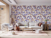 Indigo and Ochre Botanical Garden Wallpaper⁠