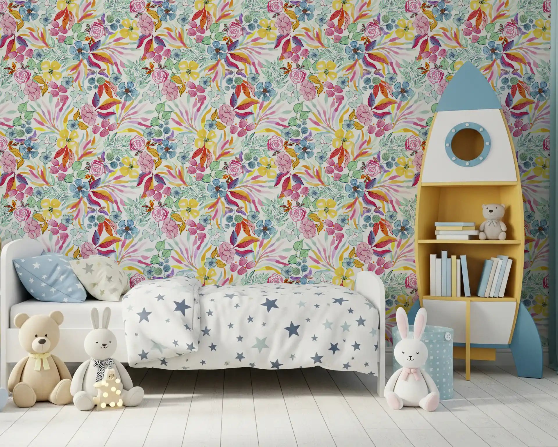 Charming Meadow floral wallpaper filling a bright nursery GD12089
