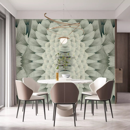 Monochromatic Sculptural Geometric Flower - GARDENIA Wall Mural