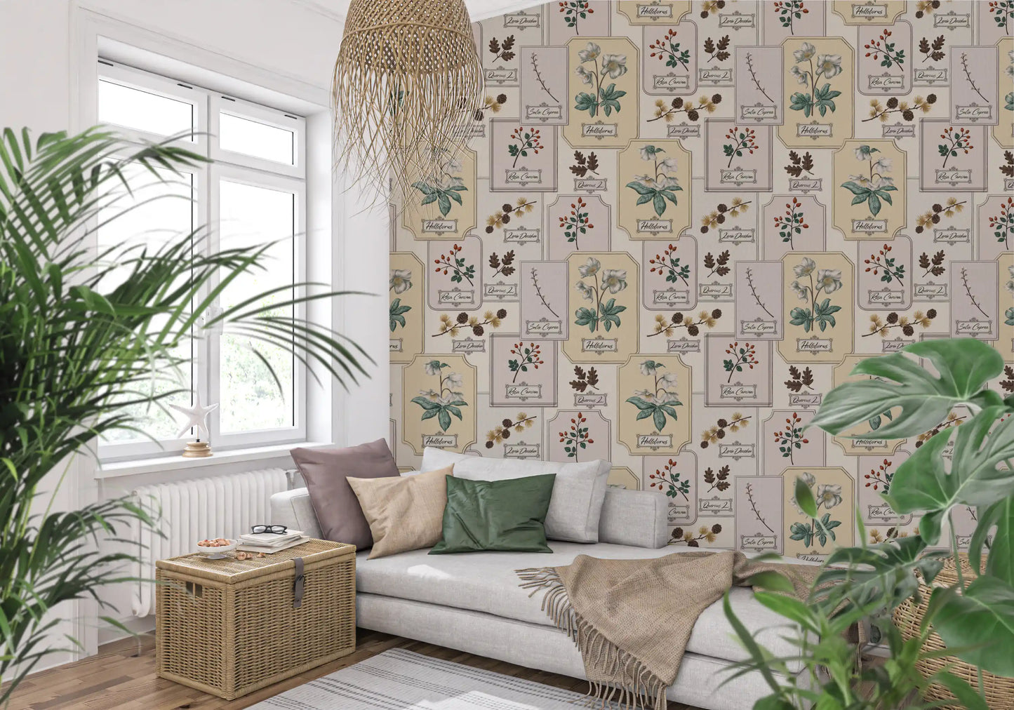 Botanisches Winter-Herbarium-Tapetenmuster