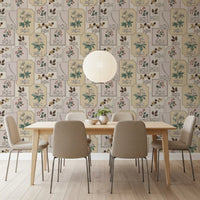 Botanisches Winter-Herbarium-Tapetenmuster