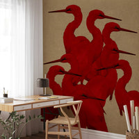 Minimalist Scarlet Flock Wall Mural